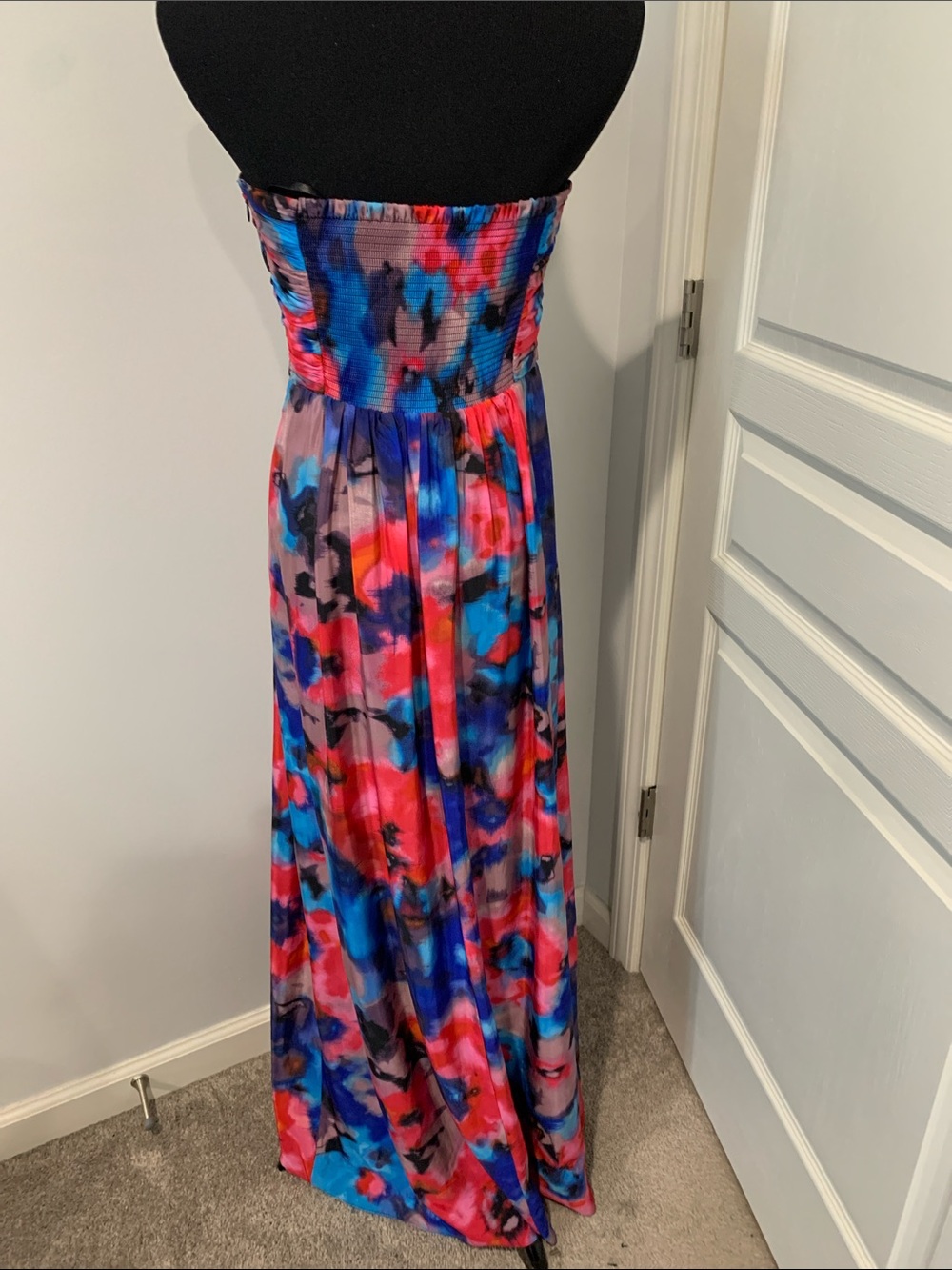 Jessica Simpson Strapless Floral Maxi Dress in Blue, Pink & Purple - Picture 2 of 8